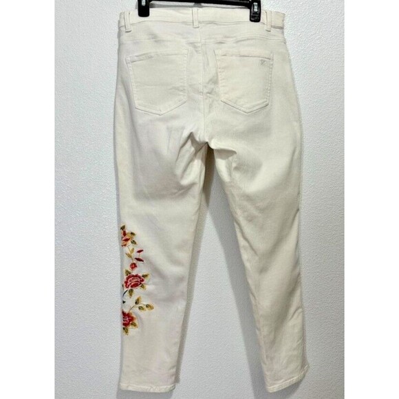DG2 Diane Gilman Womens Virtual Stretch Floral Embroidered White Jeans 12P NWOT - Picture 7 of 16